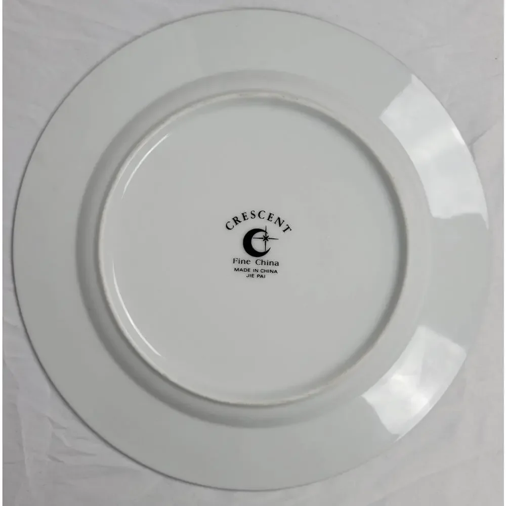 Crescent Fine China Jie Pai Dinner Plate Painted Golden Flowers and Accents